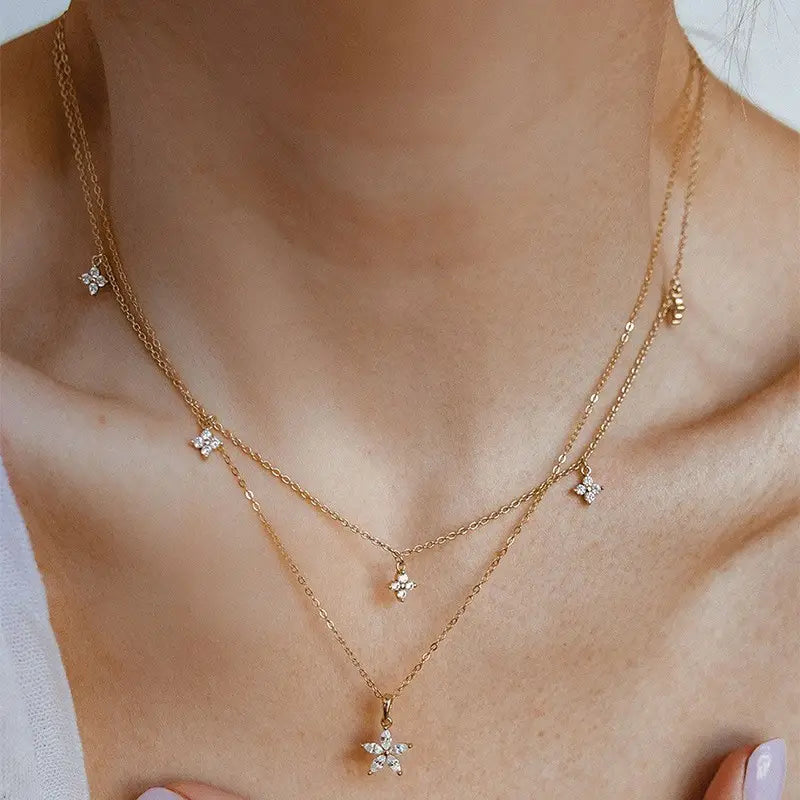 Crystal Star & Floral Necklace