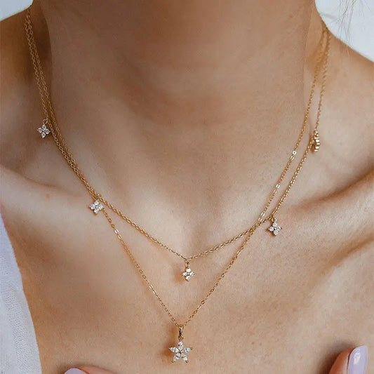 Crystal Star & Floral Necklace