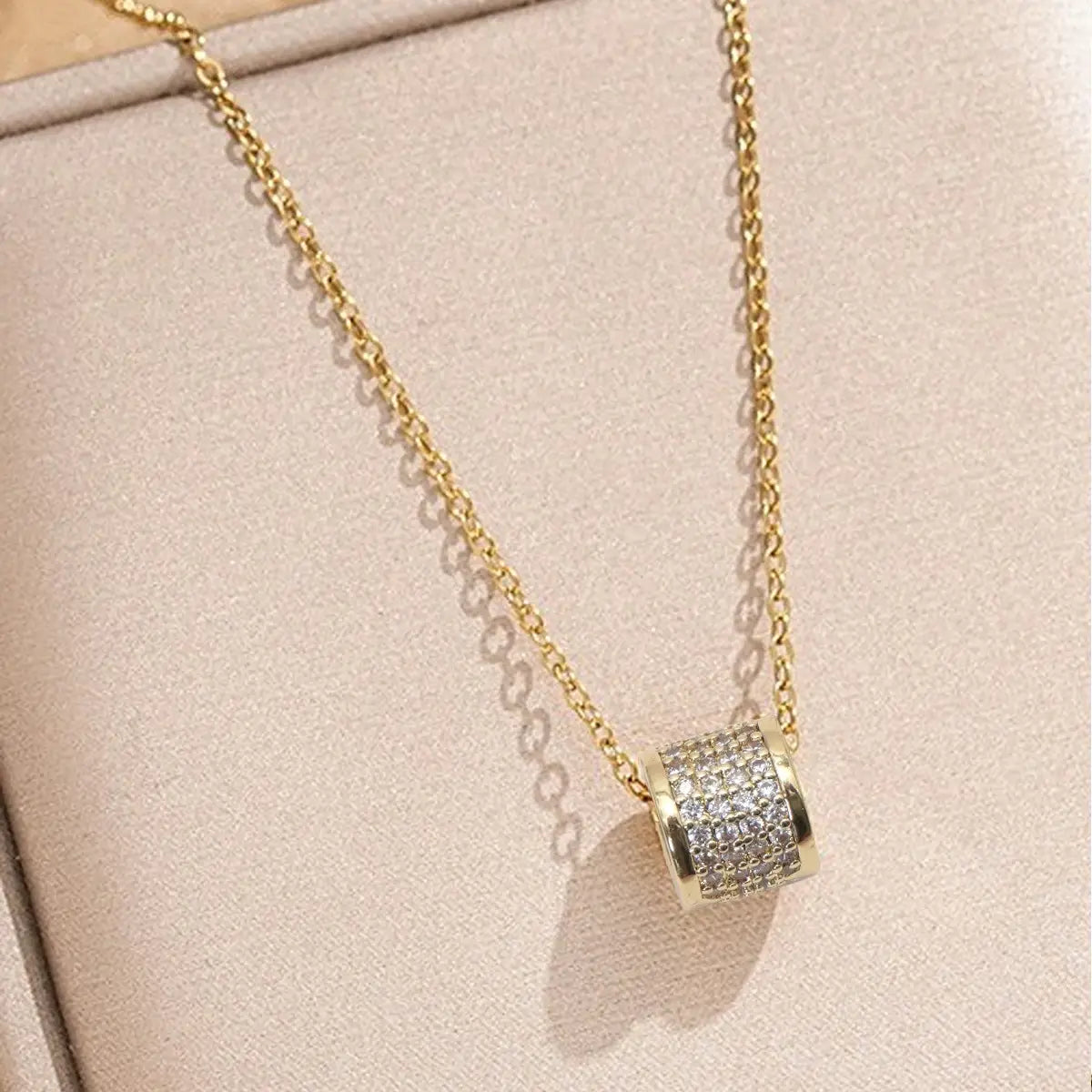 Pave Barrel Pendant Necklace