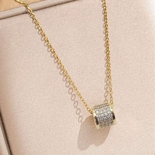 Pave Barrel Pendant Necklace