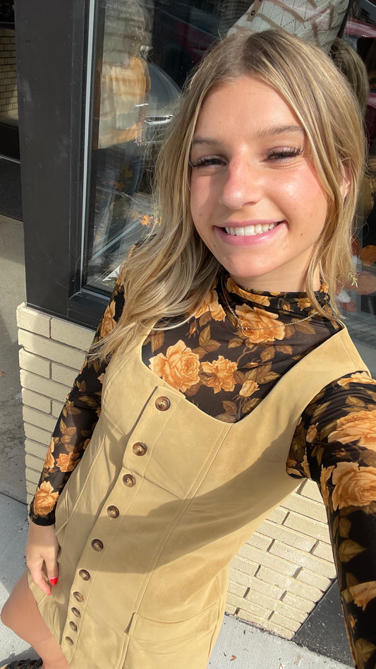 Skylar Camel Sued Dress