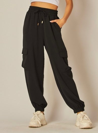 cargo pants joggers comfortable stretchy waist drawstring boutique. stylish