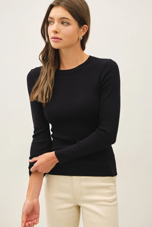 Bella Basic Black Knit Sweater