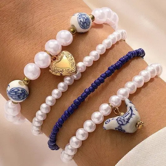 Blue Ceramic Porcelain Bow Bracelet