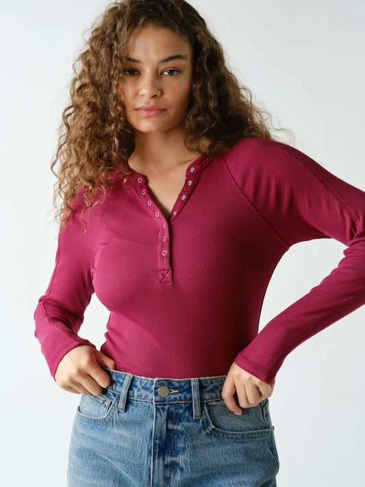 Brambleberry Ribbed Henley Top
