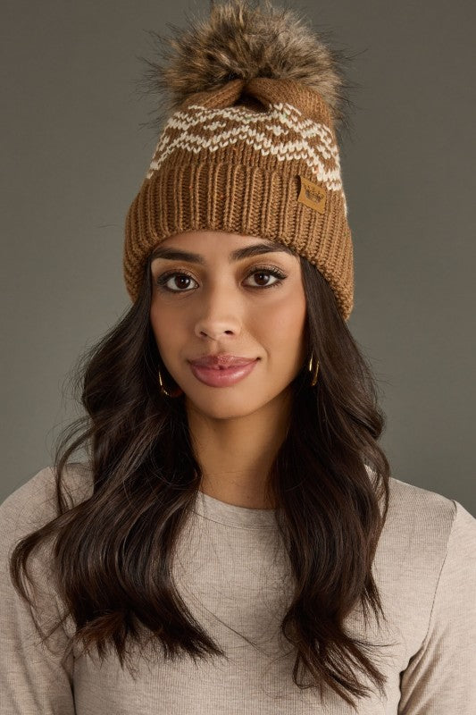 Brown Speckled Pom Hat
