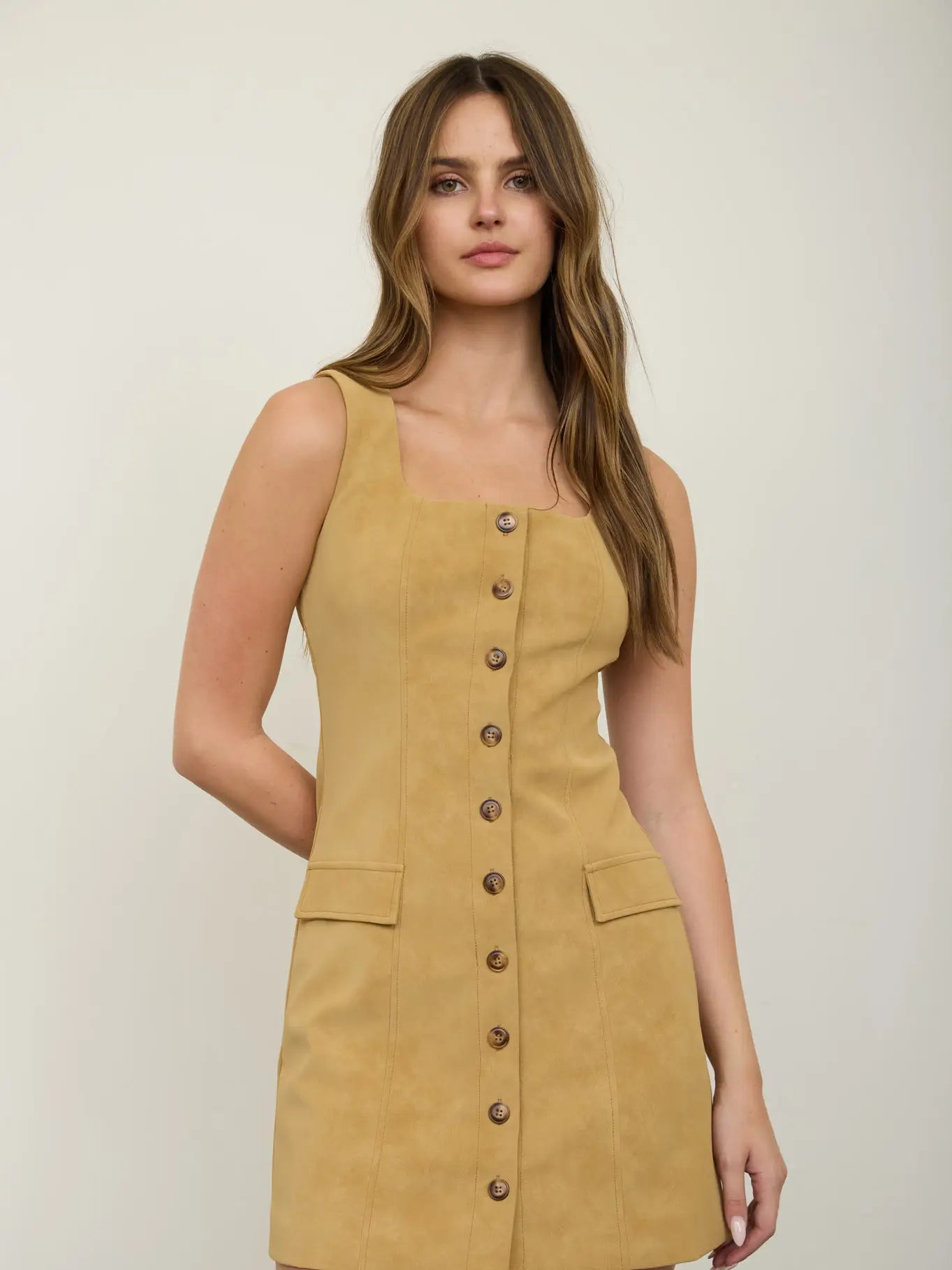 Skylar Camel Sued Dress