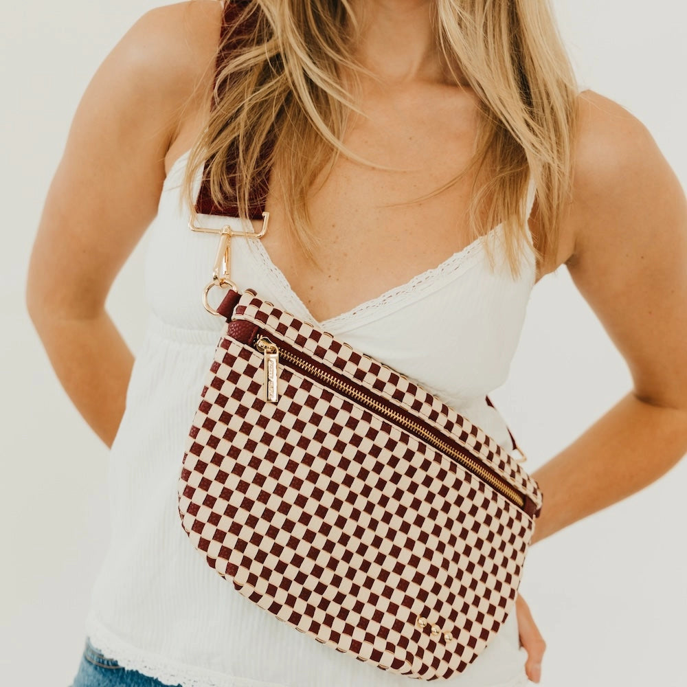 Checkered Burgundy Bum Bag