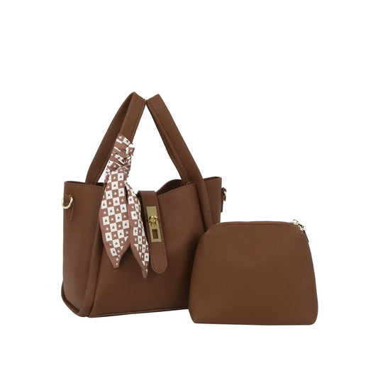 Checkered Scarf Accent Tote