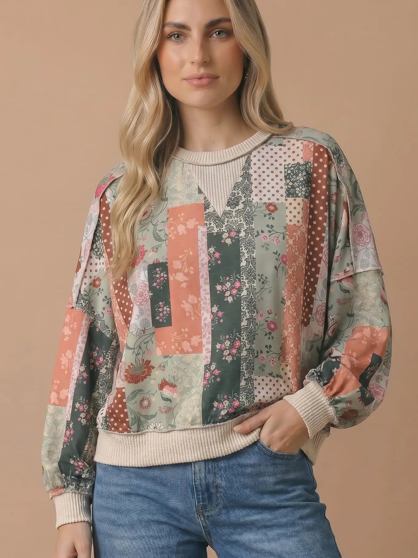 Cider Mixed Pattern Top