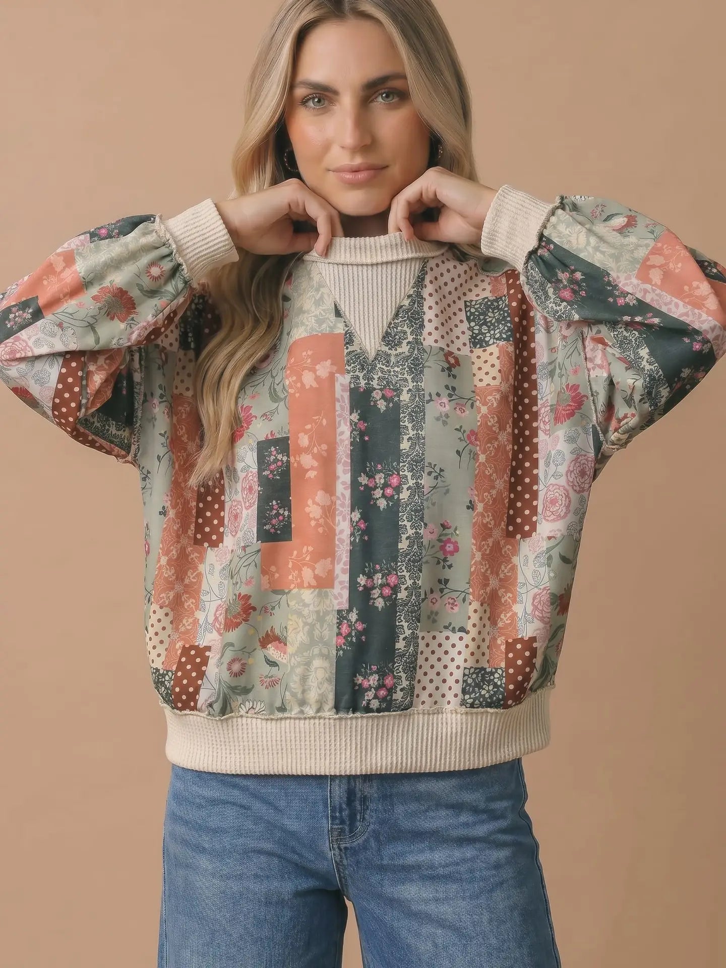 Cider Mixed Pattern Top
