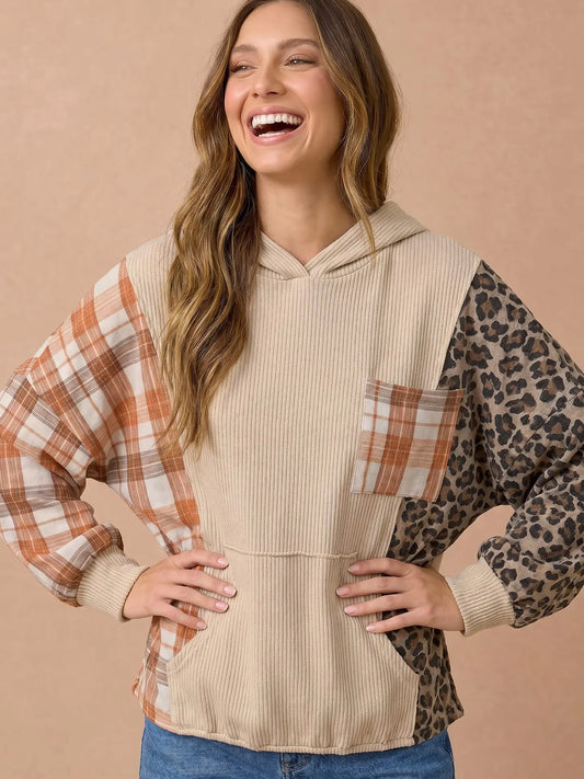 Cora Mixed Print Hoodie