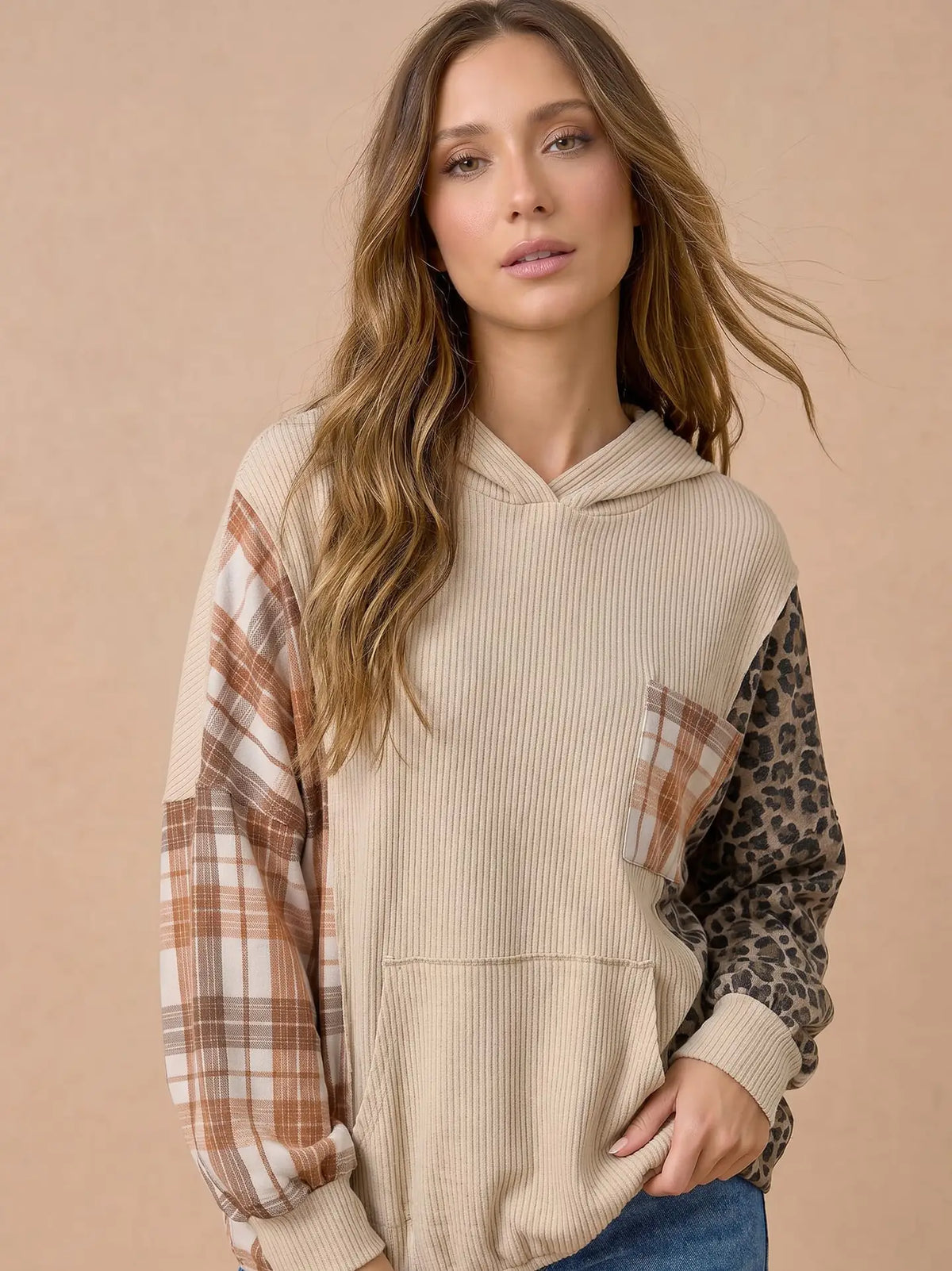 Cora Mixed Print Hoodie