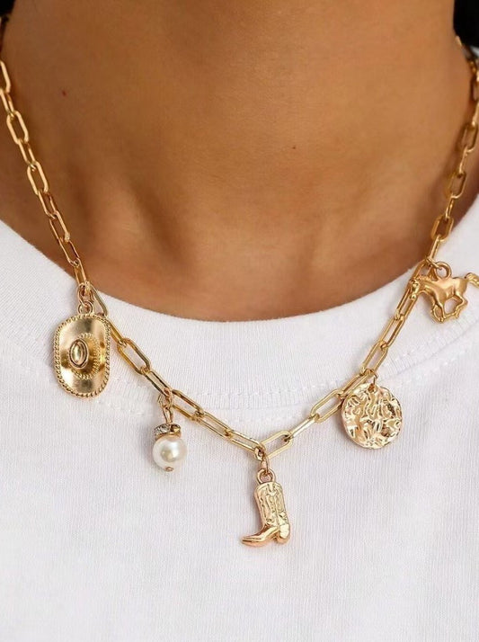 Western Cowboy Boot Necklace
