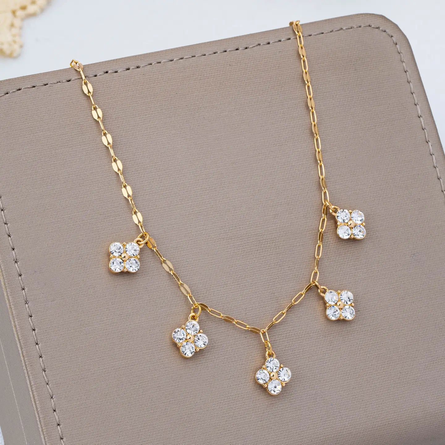 Crystal Quatrefoil Clover Necklace