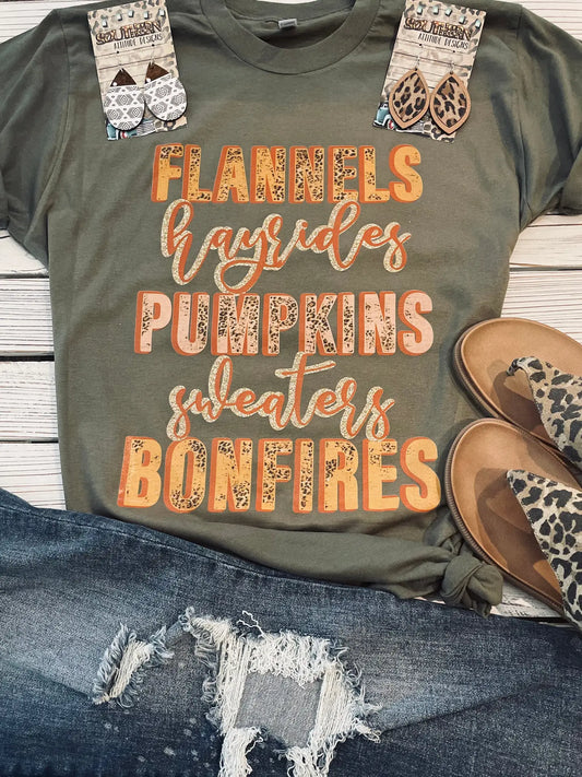 Flannels Hayrides Pumpkins Tee