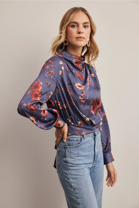 Amelia Floral Mock Neck
