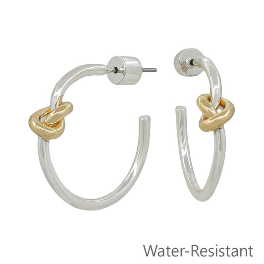 Silver Hoops/Gold Knot Earrings
