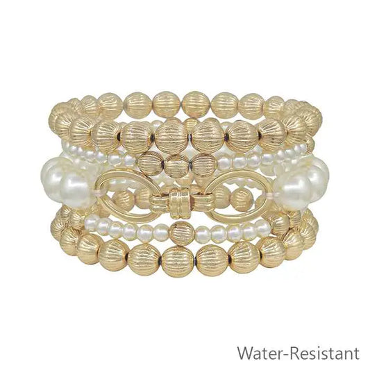 Gold & Pear Textured Bracelets