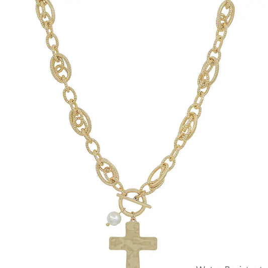Gold Linked Cross Necklace