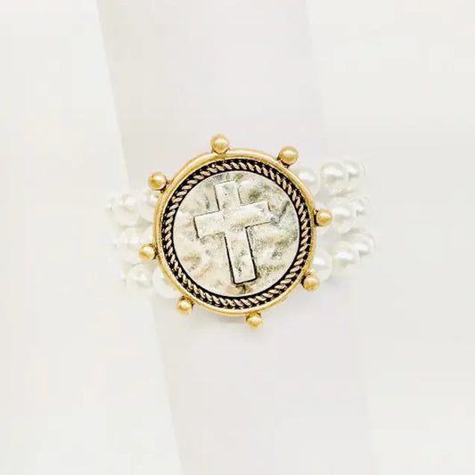 Pearl Cross Bracelet