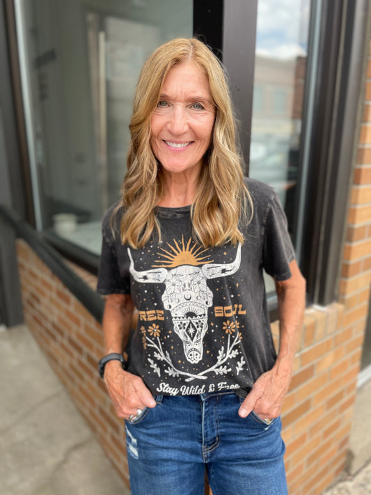 Free Soul Cow Skull Tee