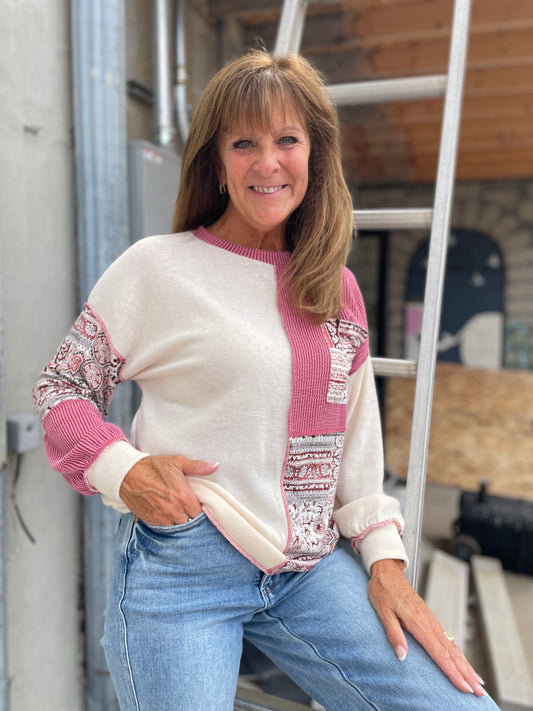 Presley Patchwork Pullover Top