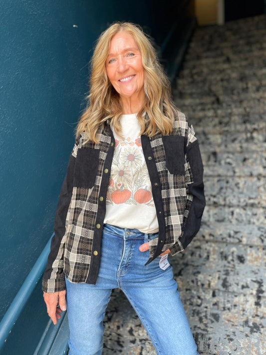 Flora Plaid Button top