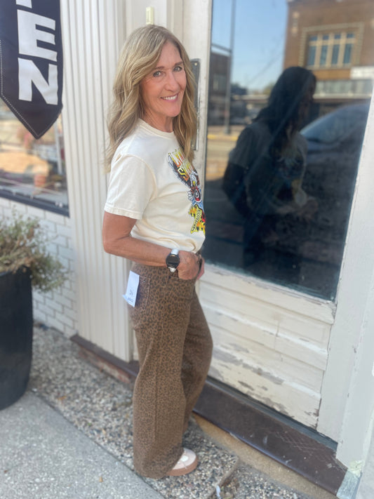 Leena Leopard Wide Leg Jean