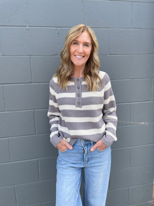 Tess Striped Waffle Sweater