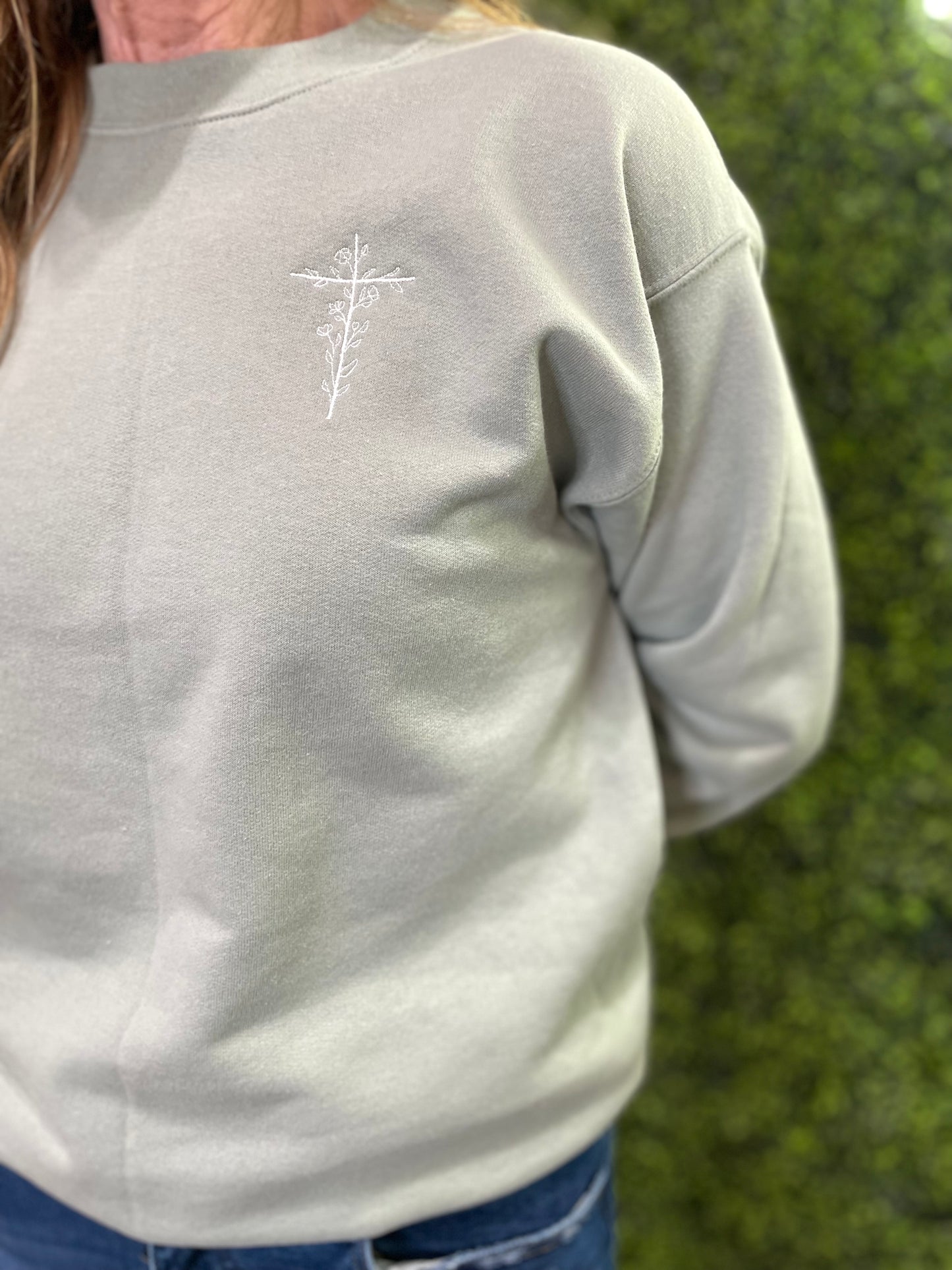 Embroidered Floral Cross Sweatshirt