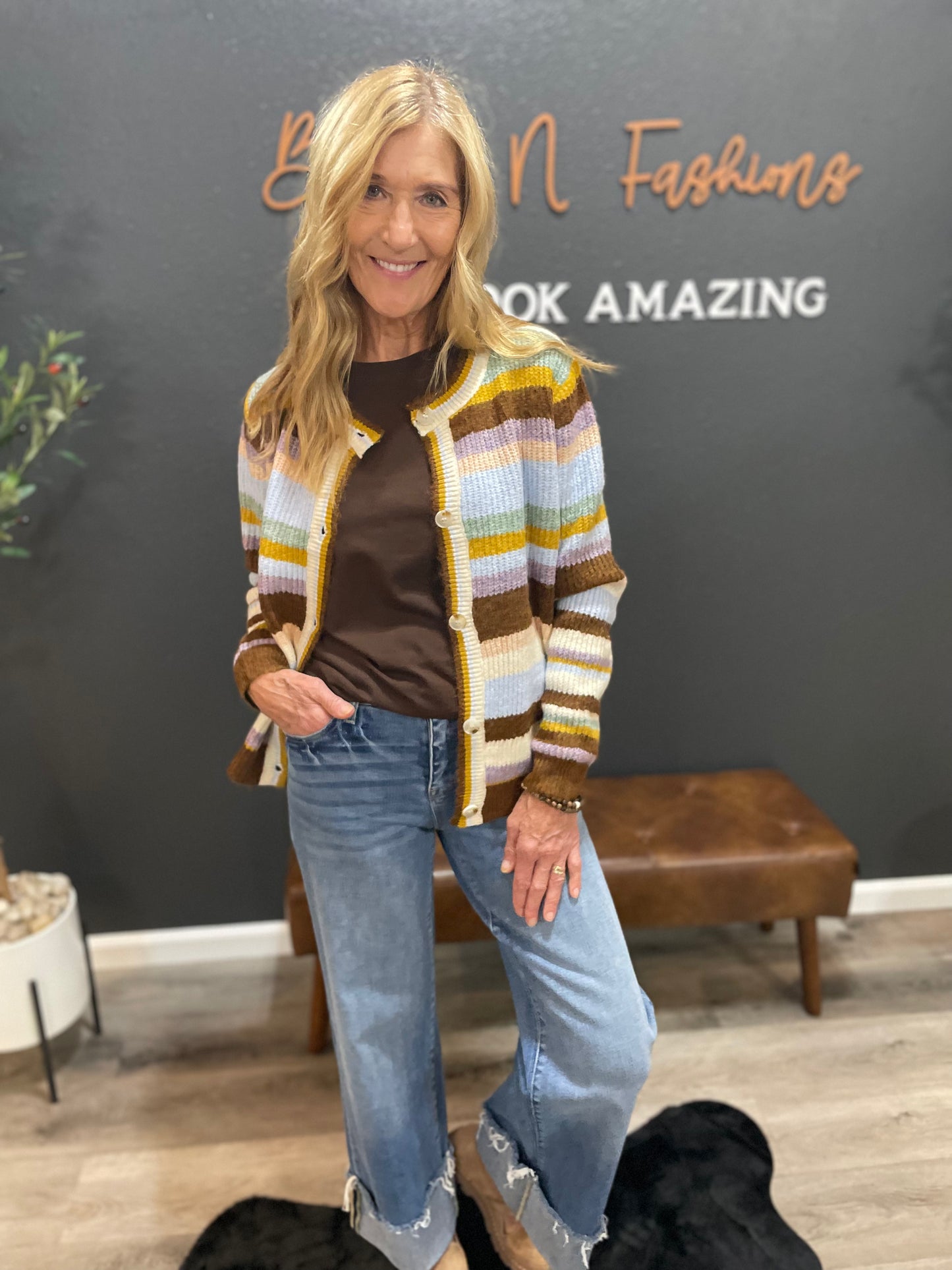 Leanna Multi Striped Cardigan