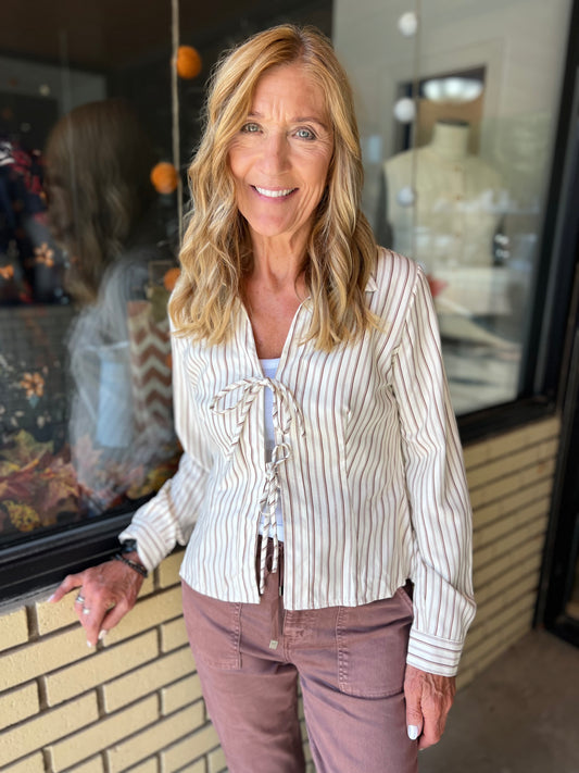 Mazie Long Sleeve Tie Shirt