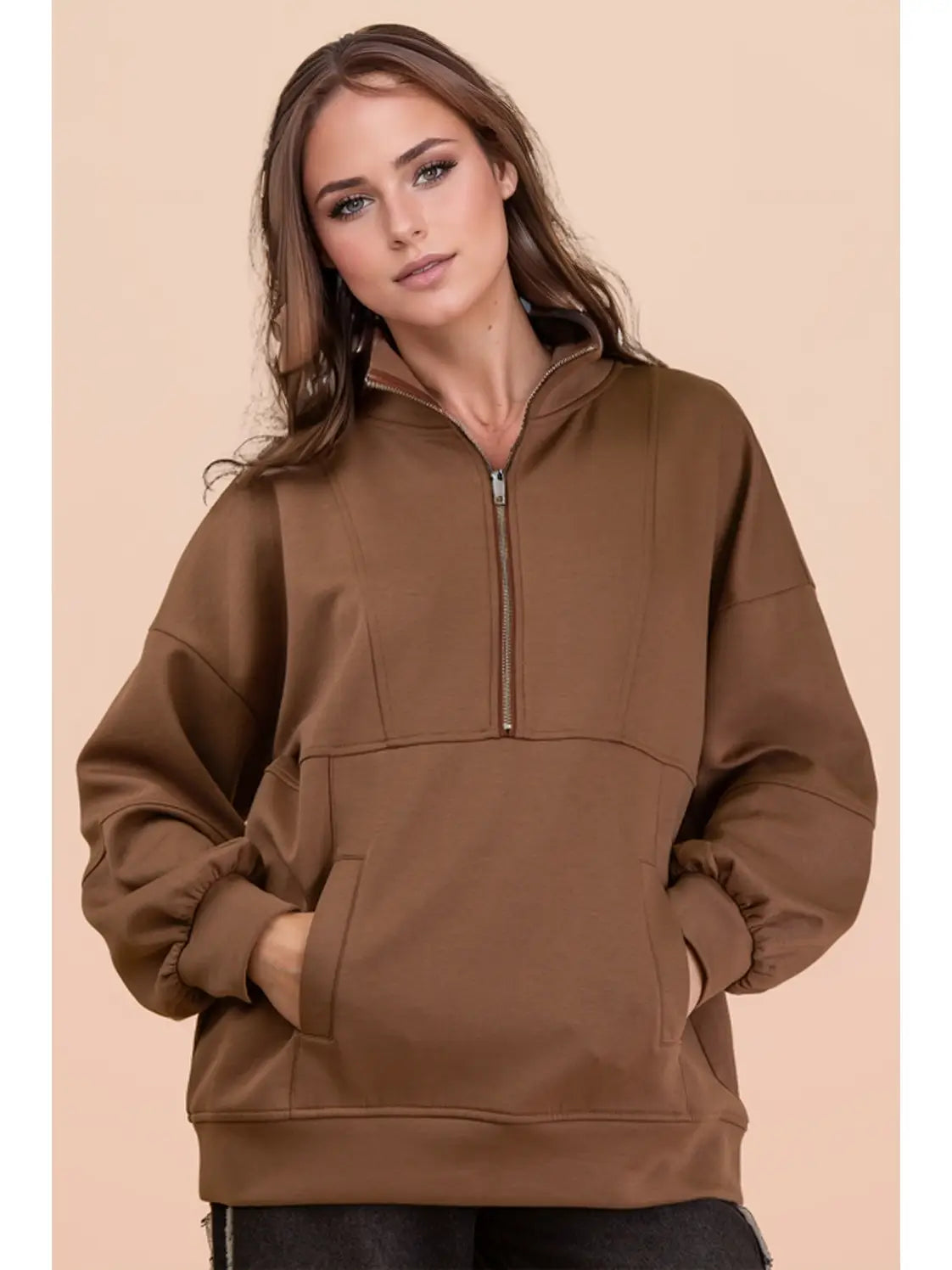 Janie Half Zip Knit Top