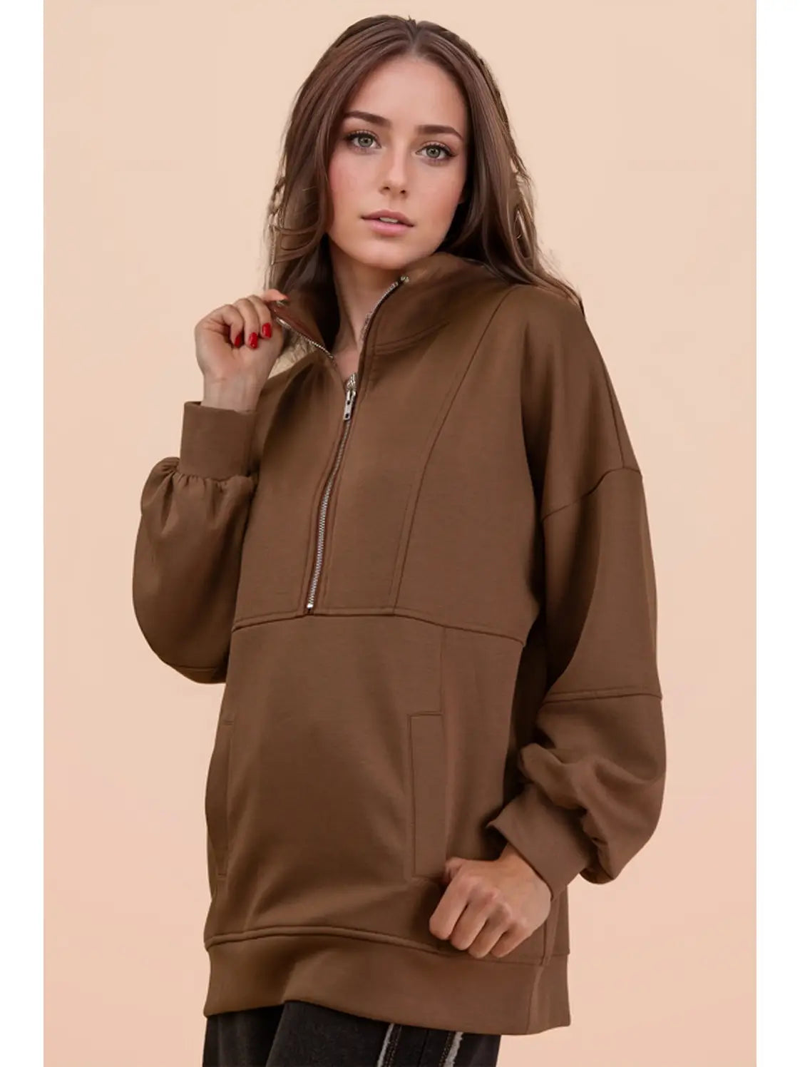 Janie Half Zip Knit Top
