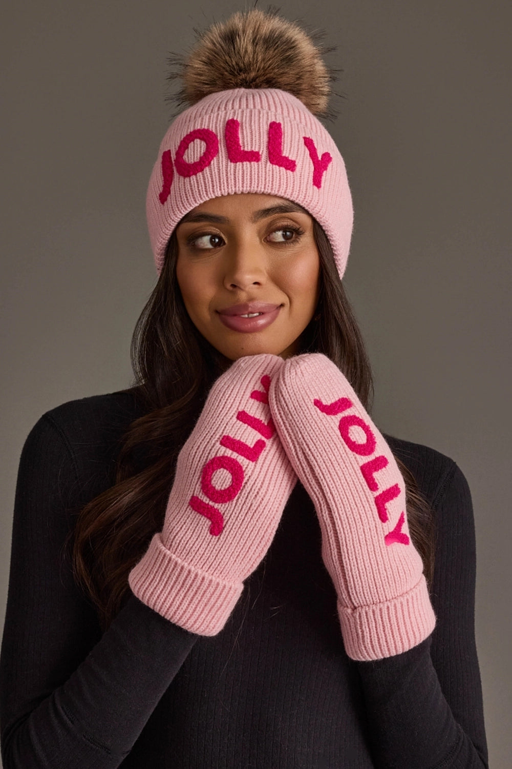 Pink Jolly Knit Pom Hat