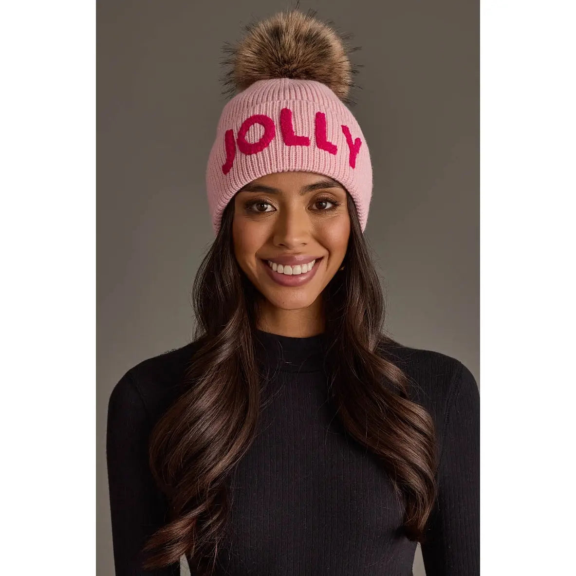 Pink Jolly Knit Pom Hat