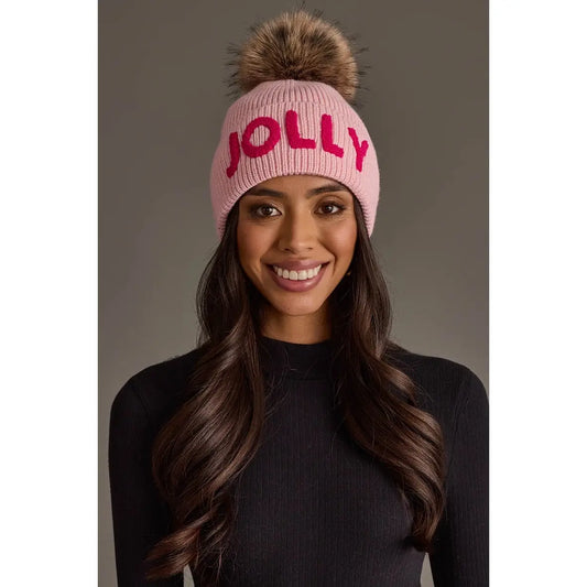 Pink Jolly Knit Pom Hat