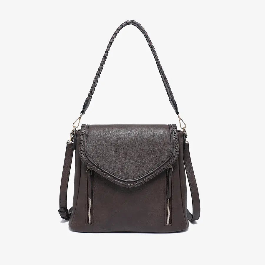 Lorelei Double Zip Whipstitch Trim Crossbody