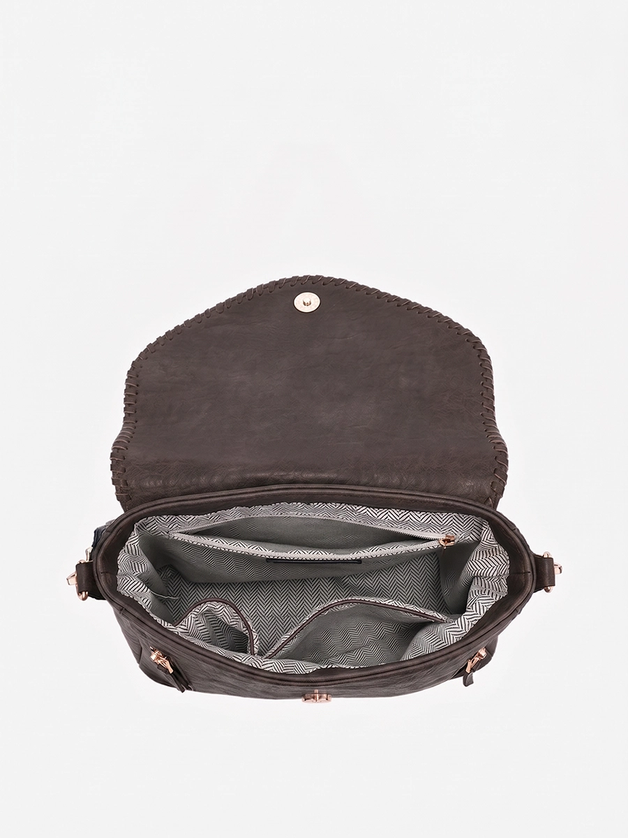 Lorelei Double Zip Whipstitch Trim Crossbody