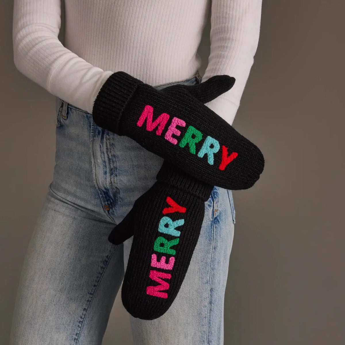 Black Merry Knit Mittens