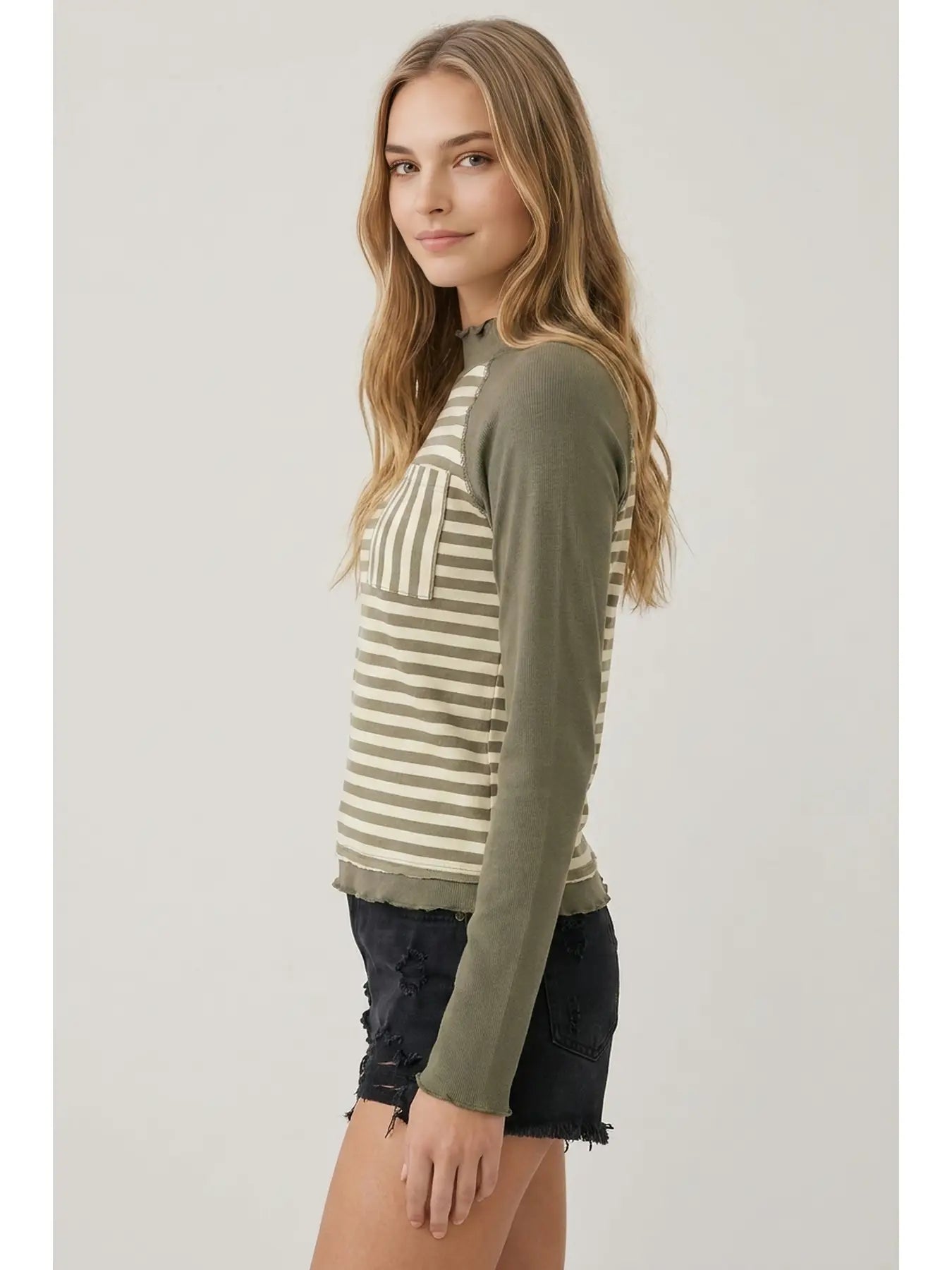 Lennon Striped Mock Neck