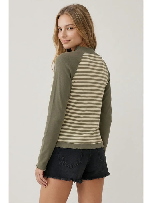 Lennon Striped Mock Neck