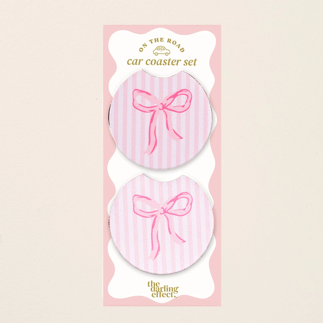 Pink Bow Car Coaster