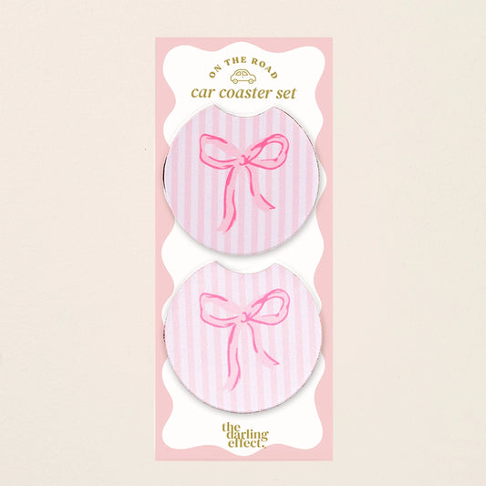 Pink Bow Car Coaster