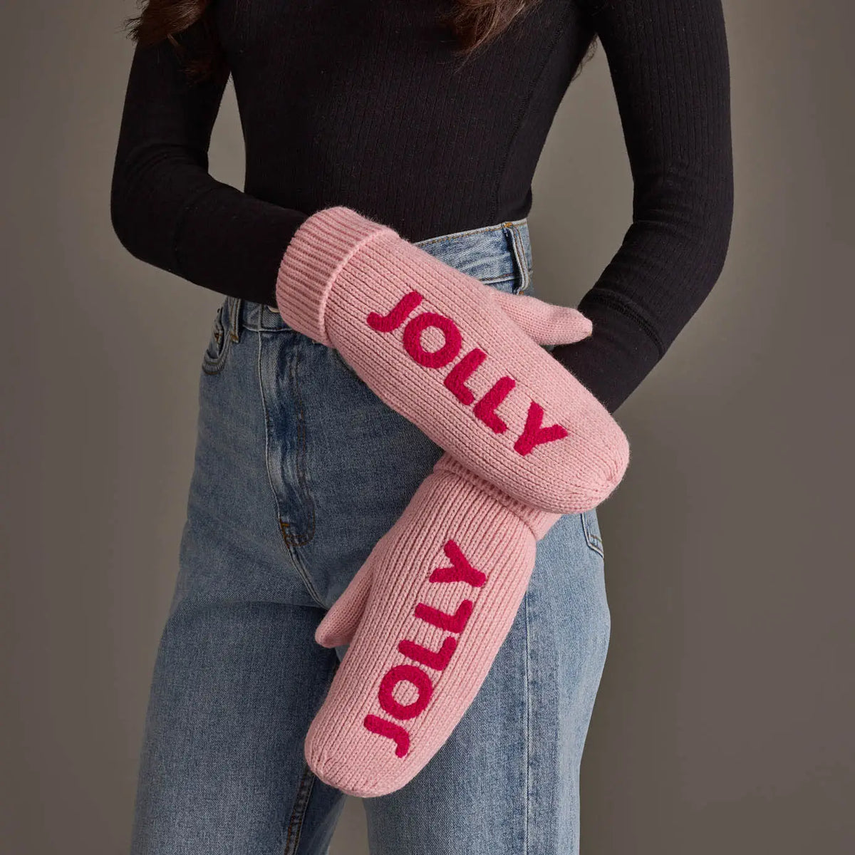 Pink Jolly Knit Mittens