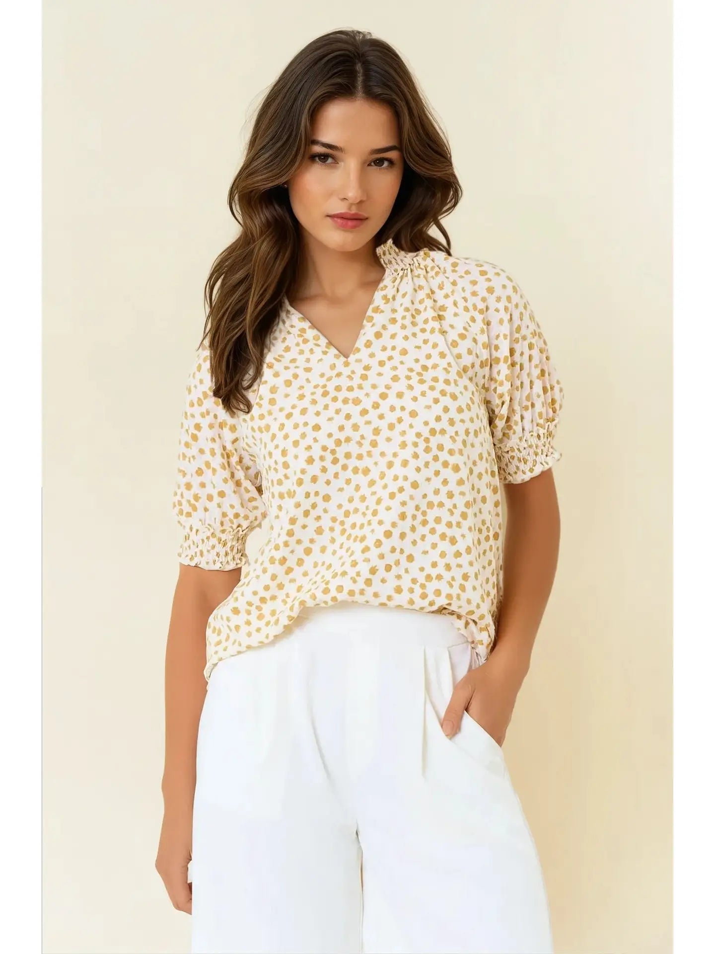 Jacquard Polka Dot Blouse
