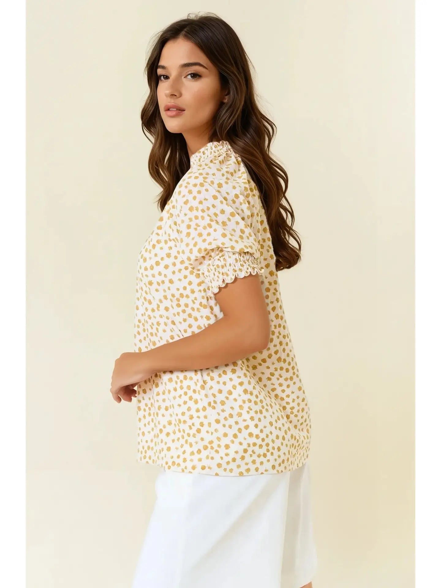 Jacquard Polka Dot Blouse