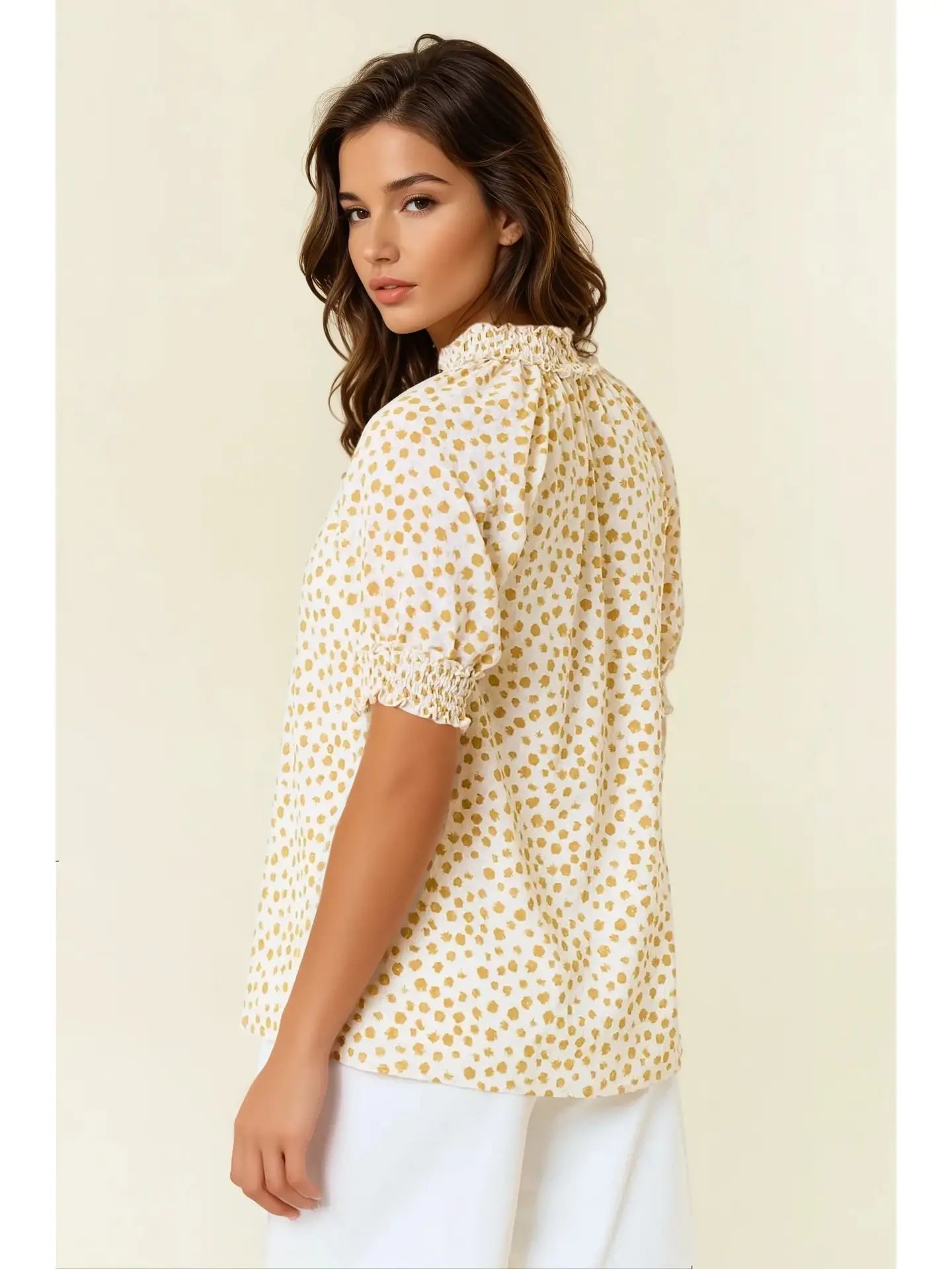 Jacquard Polka Dot Blouse