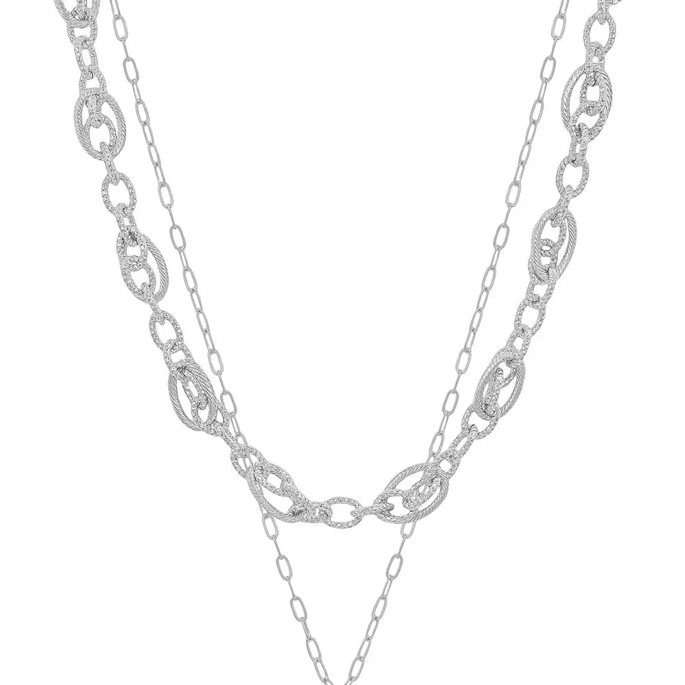 Layered Silver Chain Necklace